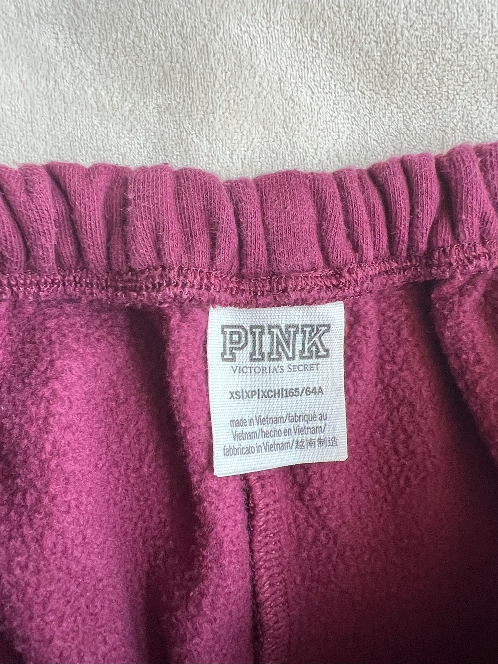 PINK Victoria's Secret Maroon Jogger Sweatpants with White Logo XS - Picture 4 of 5